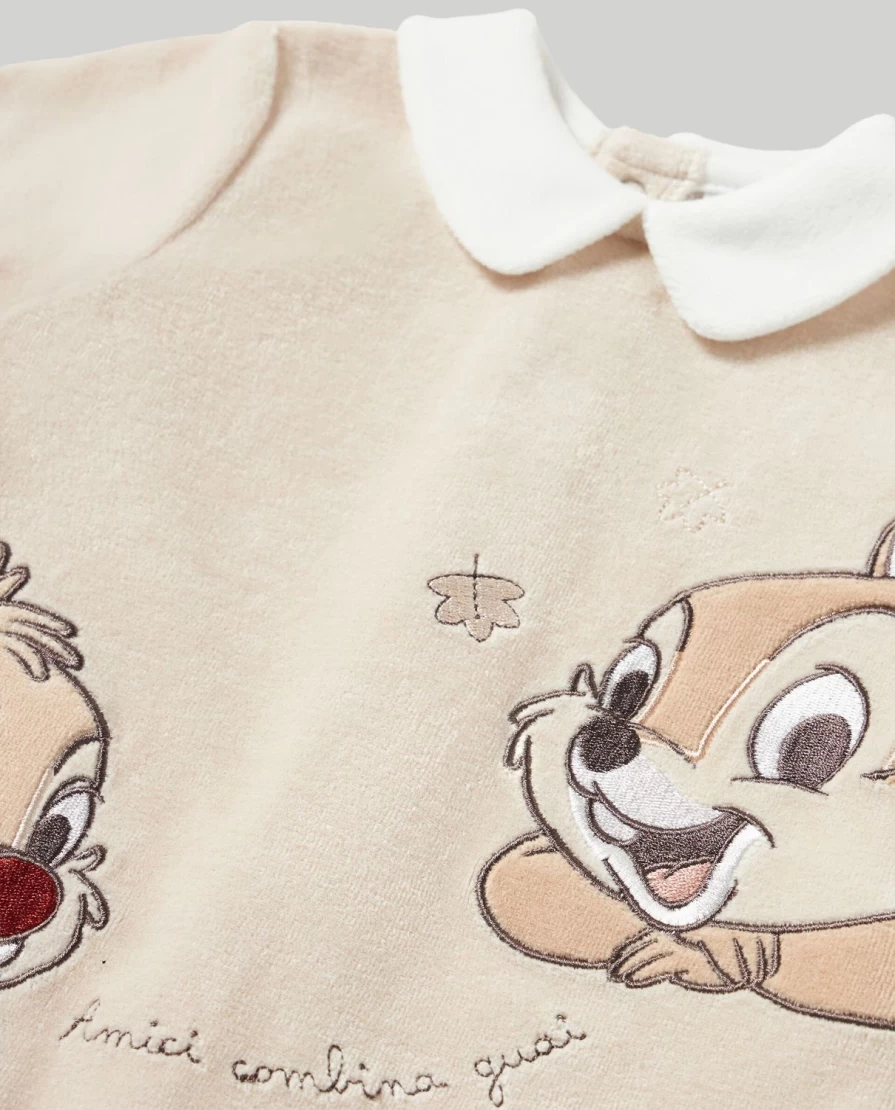 Blukids Newborn Chenille Onesie with Embroidered Design - Soft Baby Unisex Romper for Birth