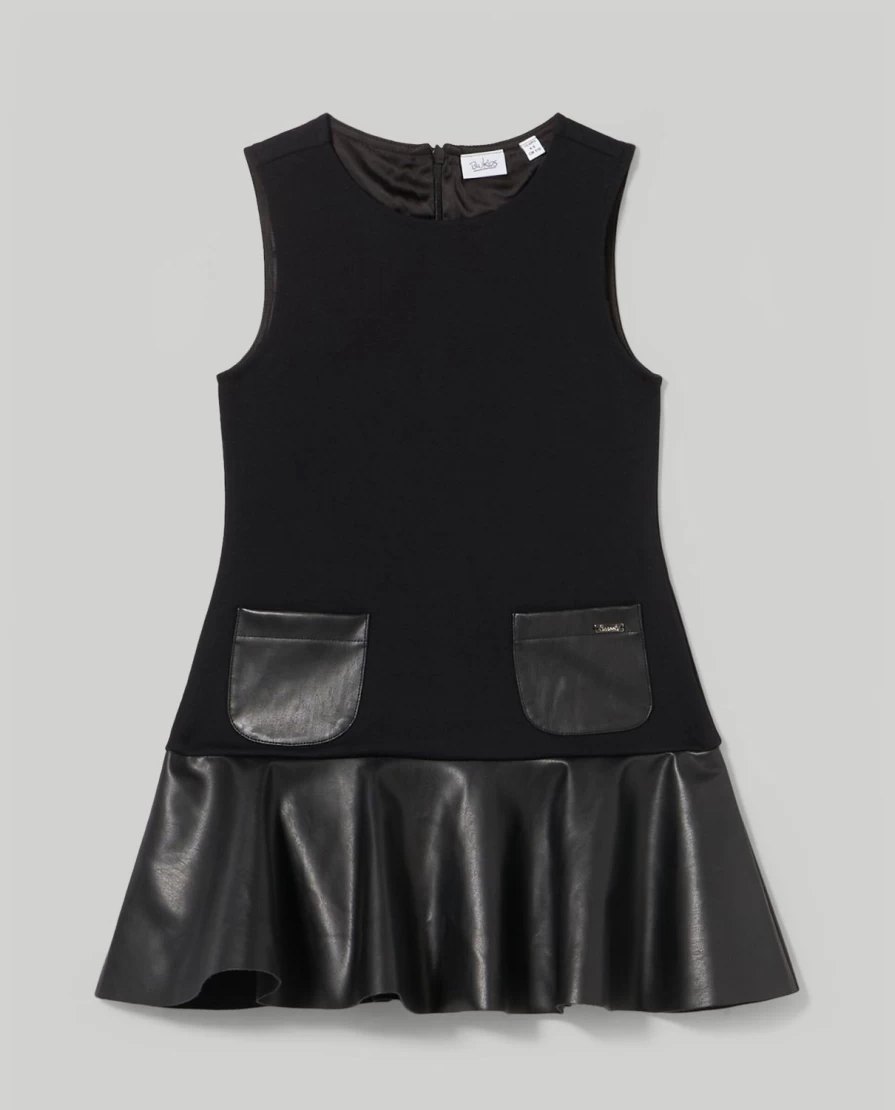 "Blukids Girls' Sleeveless Milano Stitch Dress – Children's Fashion"