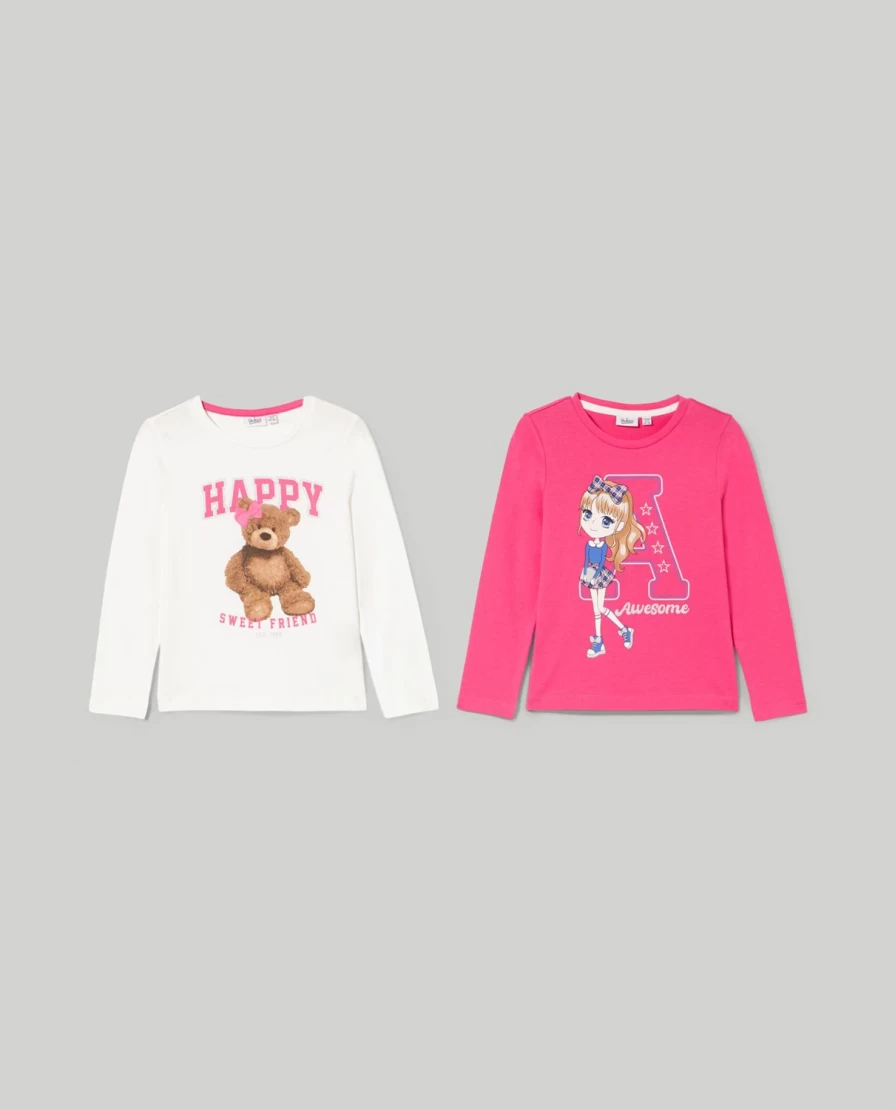 "Blukids Girls' 2-Pack 100% Cotton T-Shirts | Soft & Comfortable Kids Tees"