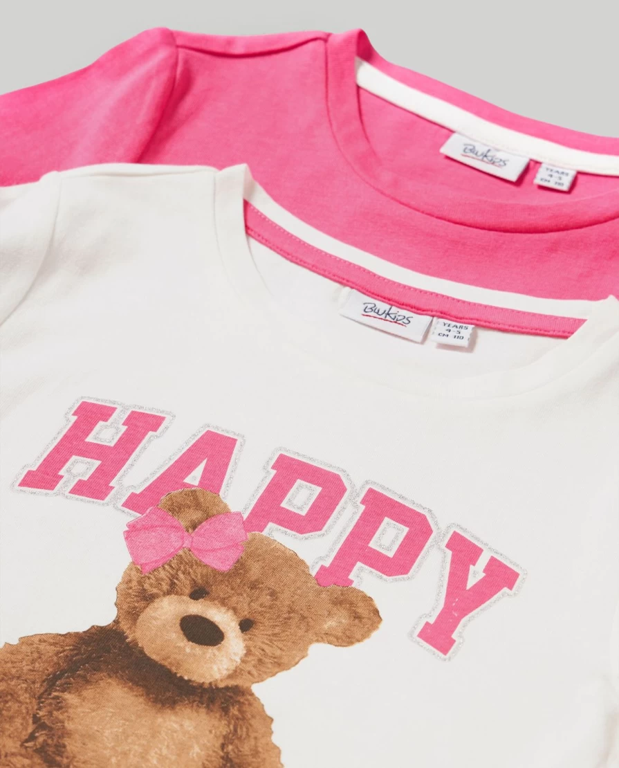 "Blukids Girls' 2-Pack 100% Cotton T-Shirts | Soft & Comfortable Kids Tees"