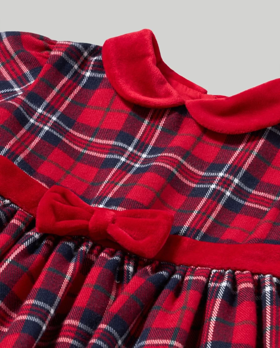 Blukids Newborn Baby Girl Checked Dress - Soft Cotton Casual Outfit