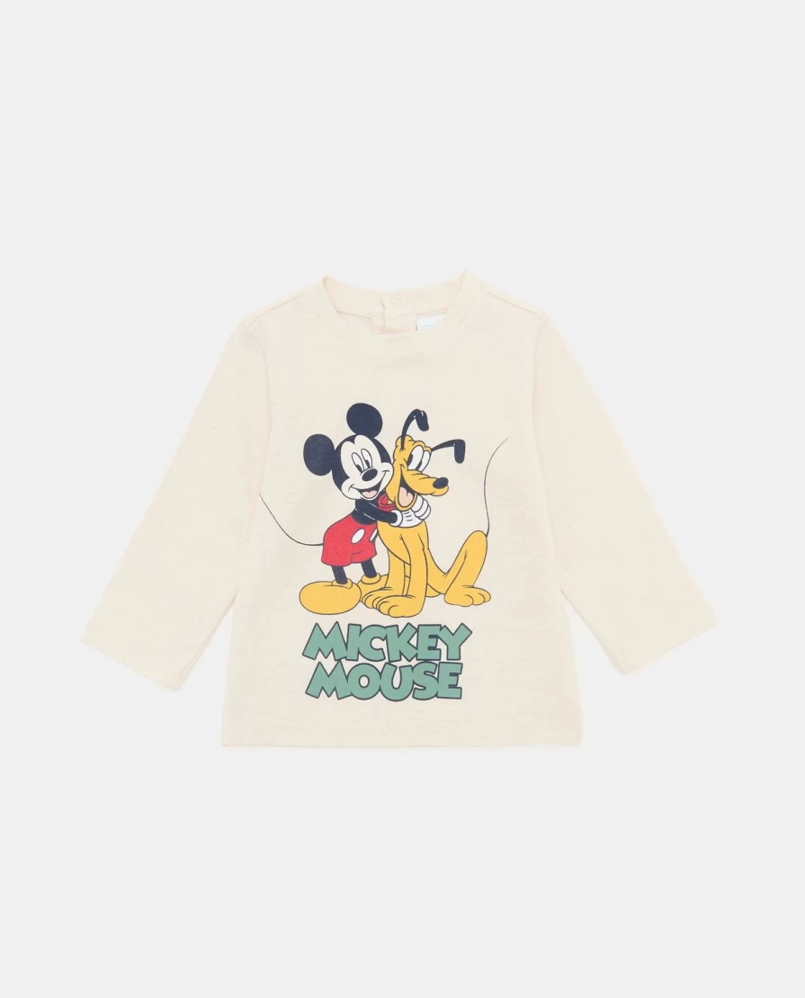Blukids Newborn Mickey Mouse Cotton Blend T-Shirt for Babies
