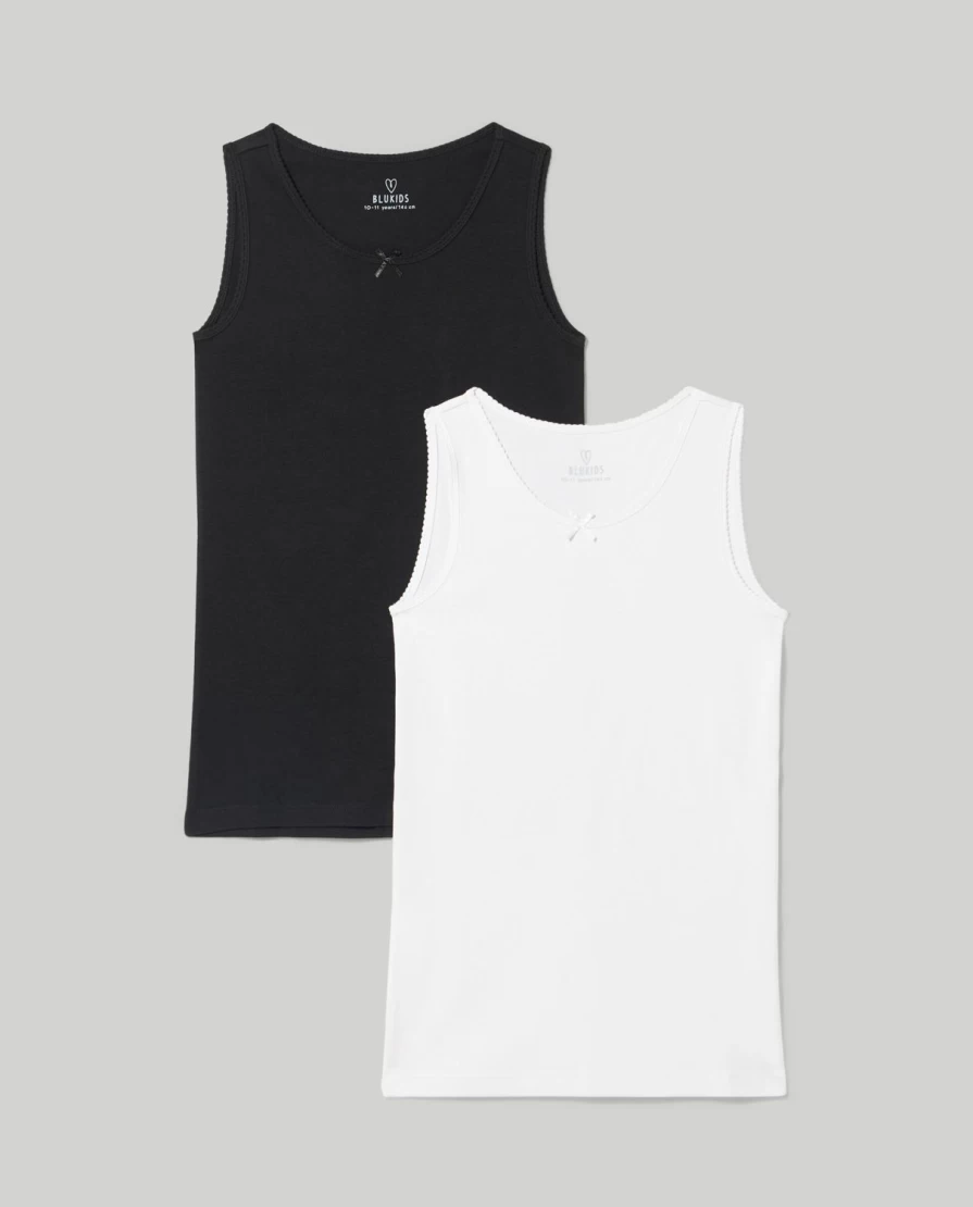 Blukids Youth 2-Pack Pure Cotton Undershirts for Girls - Soft Comfortable Breathable