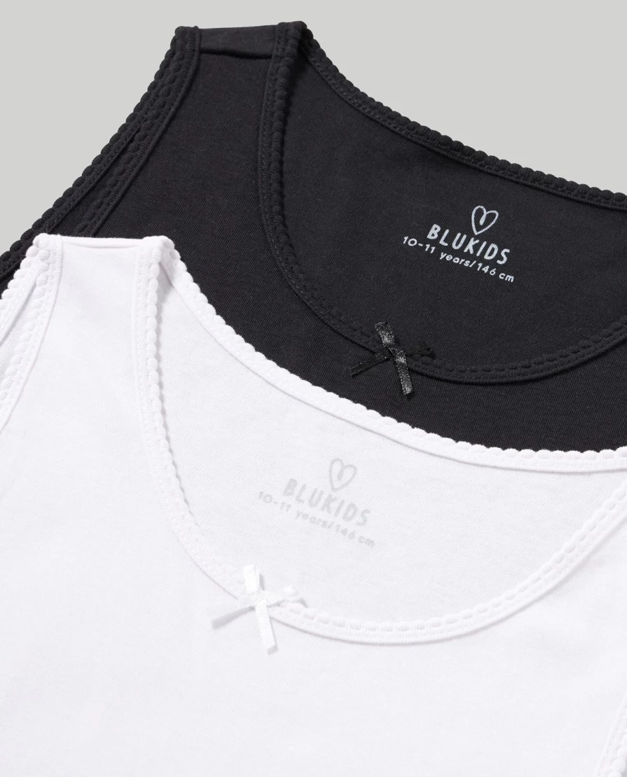 Blukids Youth 2-Pack Pure Cotton Undershirts for Girls - Soft Comfortable Breathable