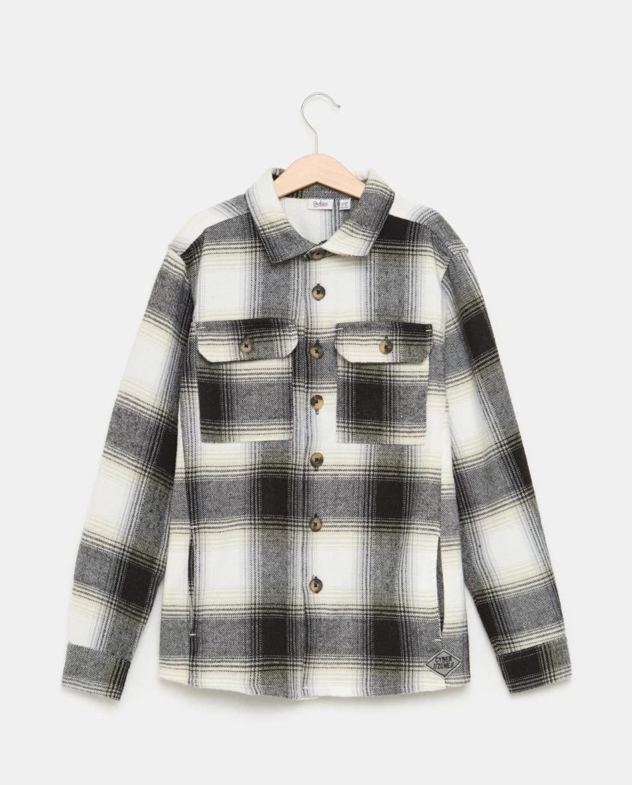 Blukids Youth Boys Checked Flannel Shirt - Soft Plaid Button-Up for Kids