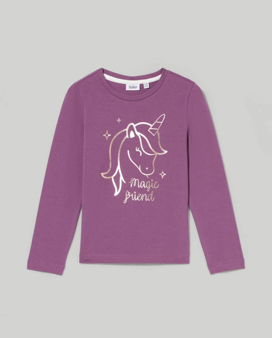 "Blukids Girls' Stretch Cotton Long Sleeve T-Shirt for Children"