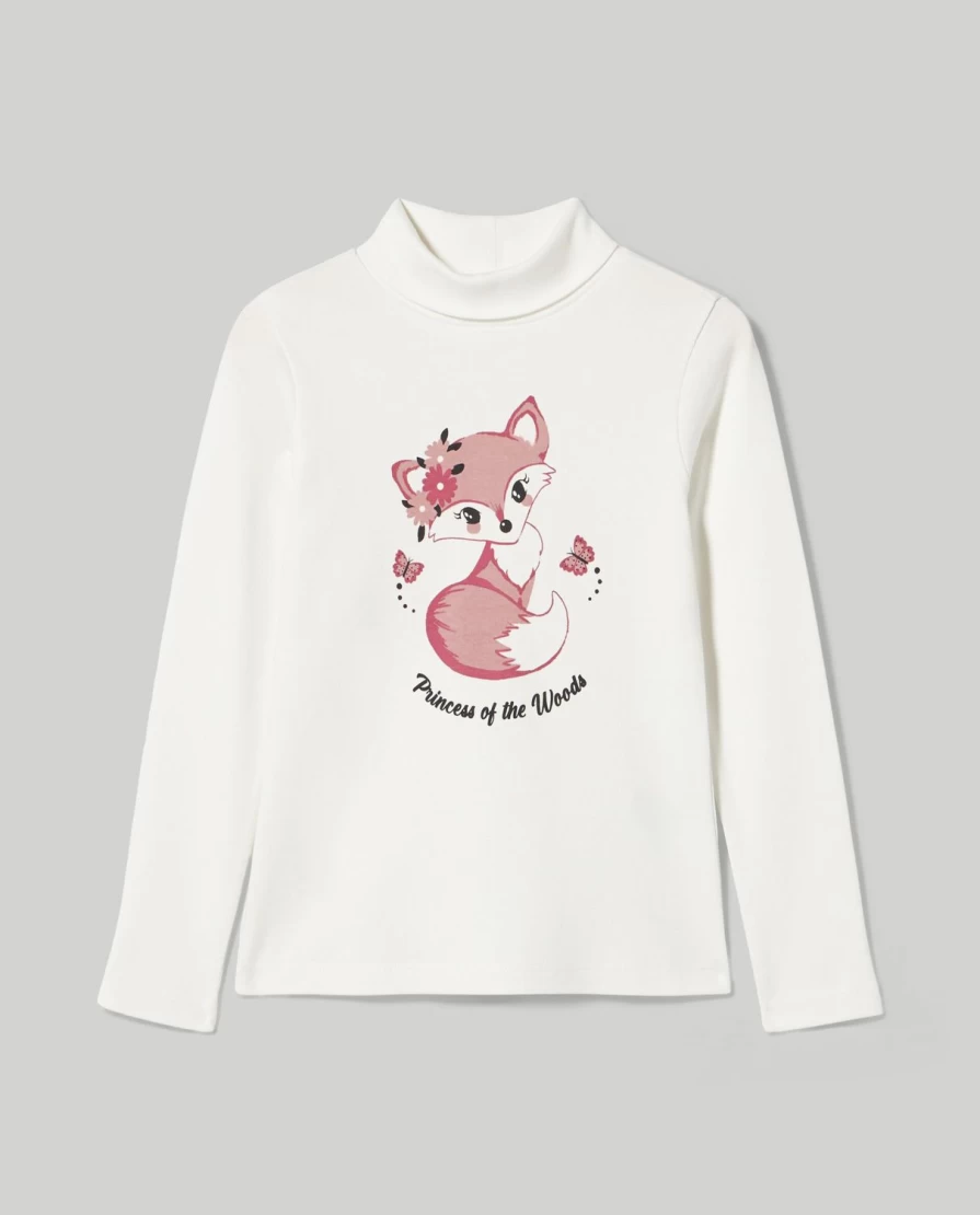 "Blukids Girls' Pure Cotton Turtleneck Sweater – Soft Interlock Knit for Children"