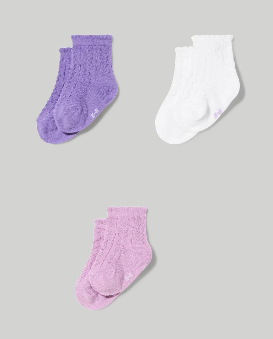 Blukids Newborn Baby Girl Cotton Blend Socks - Soft Pack of 3 Pairs