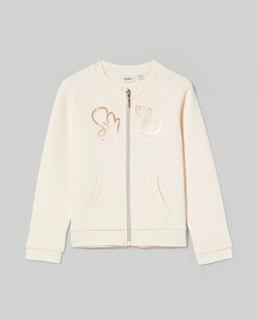 Blukids Girls' Foil Print Crewneck and Zip-Up Sweatshirt for Children