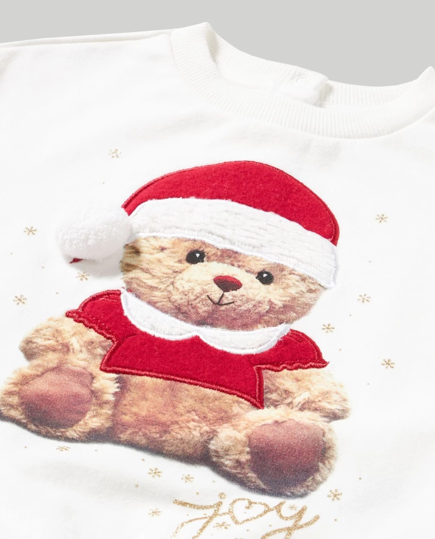 Blukids Newborn Baby Girl Christmas Stretch Cotton Sweatshirt - Festive Holiday Outfit