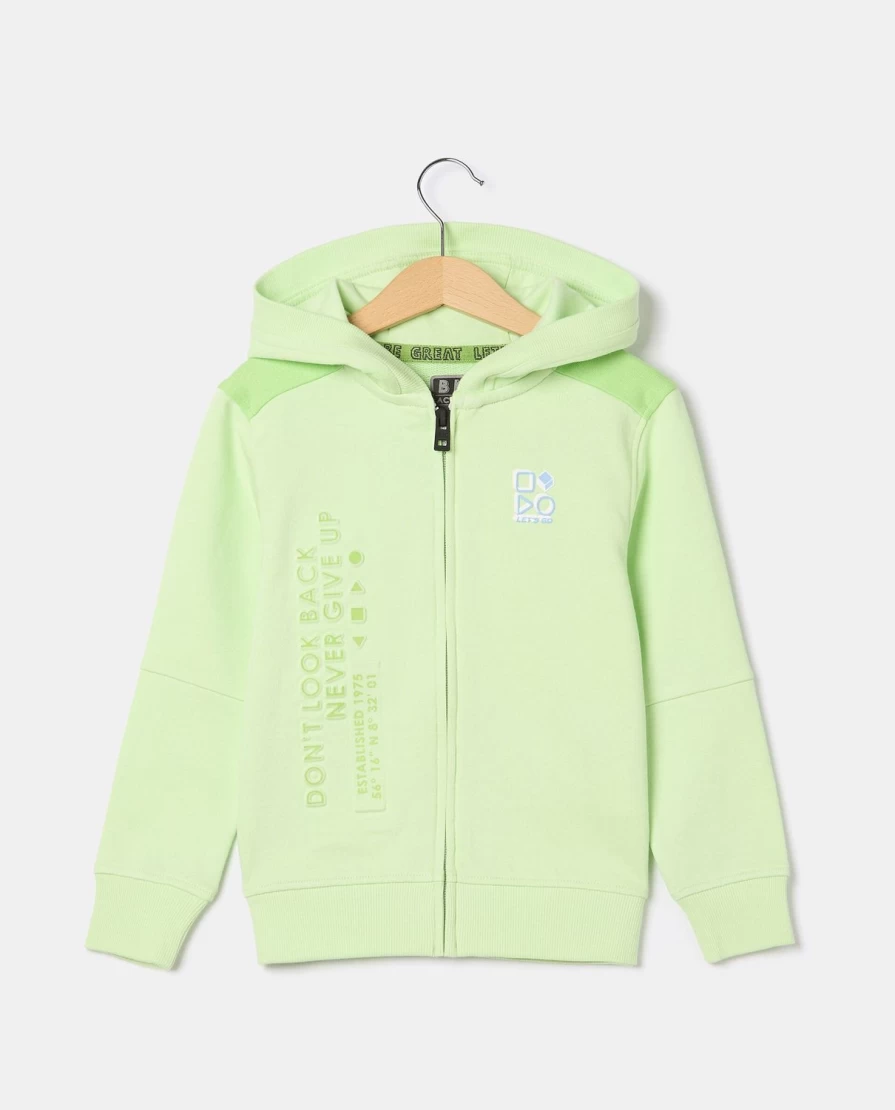 Blukids Cotton Blend Zip-Up Hooded Sweatshirt for Kids - Plain & Comfortable