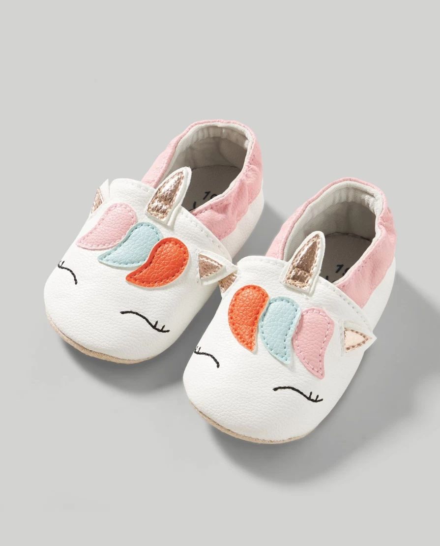 Blukids Newborn Faux Leather Baby Shoes with Decorative Applique - Soft Comfortable First Walkers