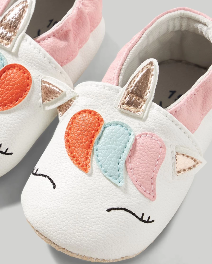 Blukids Newborn Faux Leather Baby Shoes with Decorative Applique - Soft Comfortable First Walkers