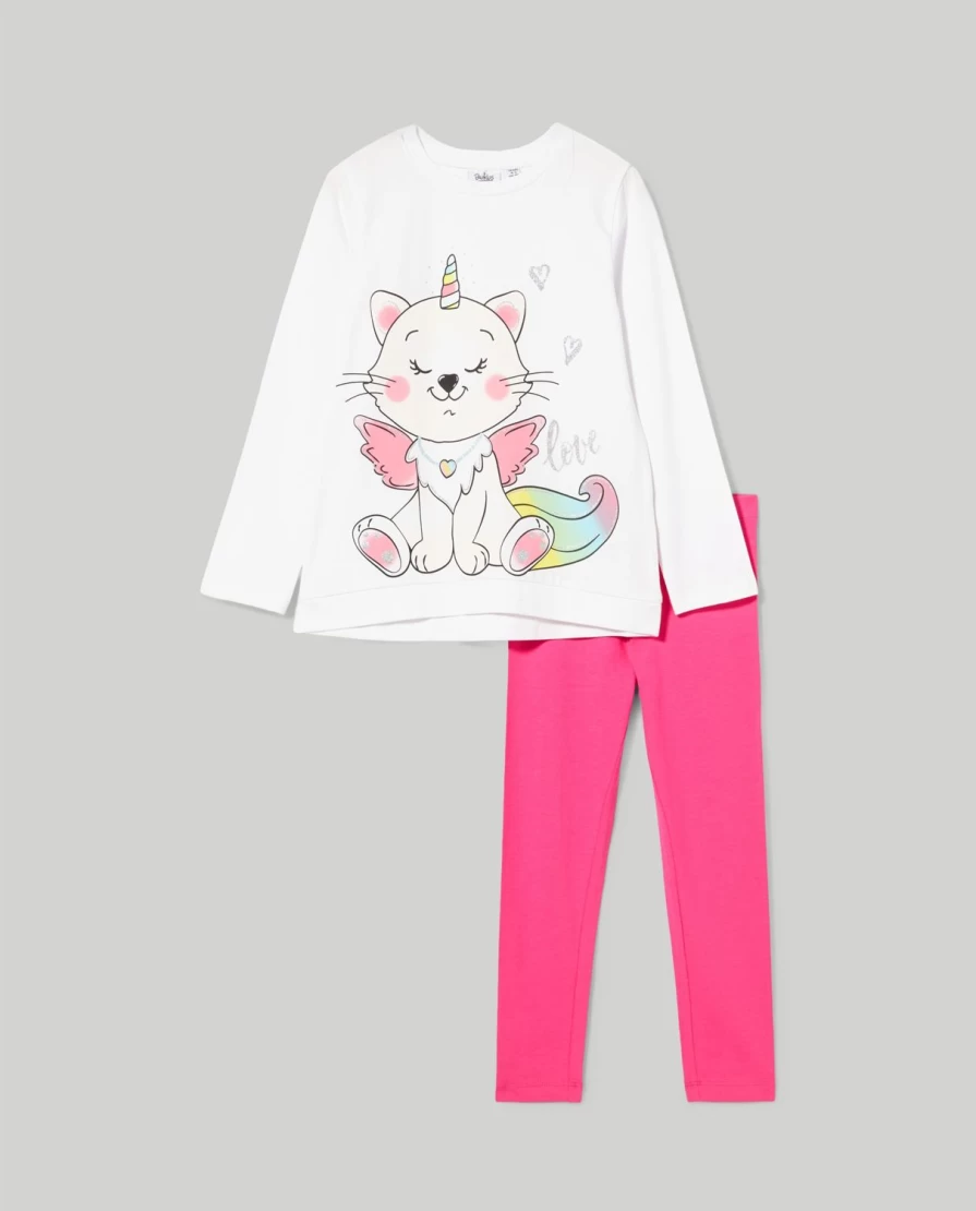 "Blukids Girls' Comfortable Stretch Cotton Jogging Set for Children"