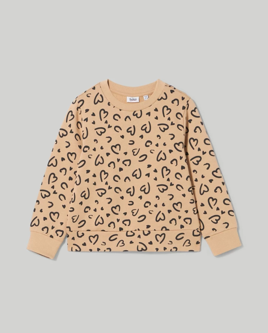 Blukids Girls' Brushed Cotton Crewneck Sweatshirt - Soft Comfortable Kids Pullover