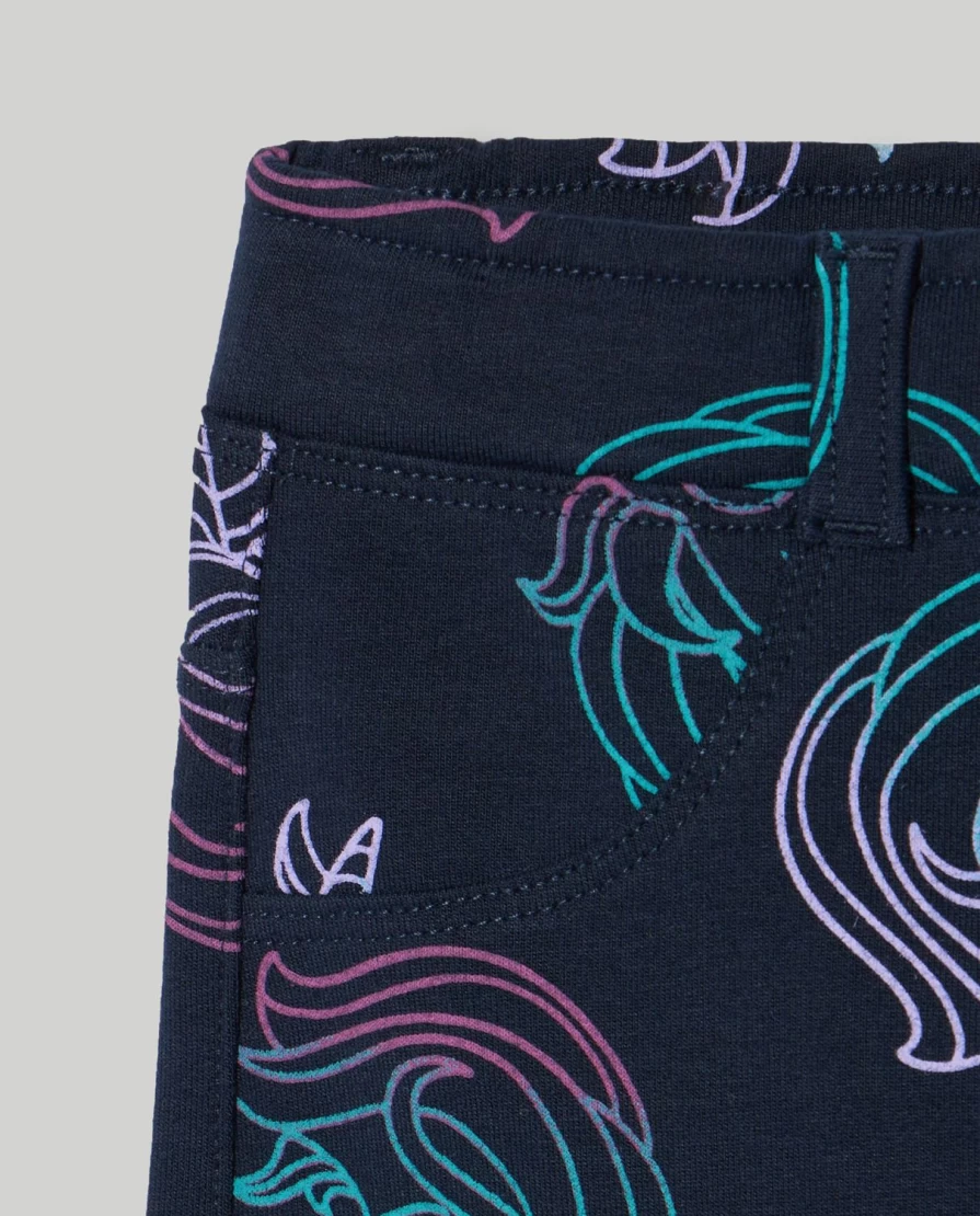 "Blukids Girls' Stretch Cotton Fleece Treggings with Fun Print for Children"