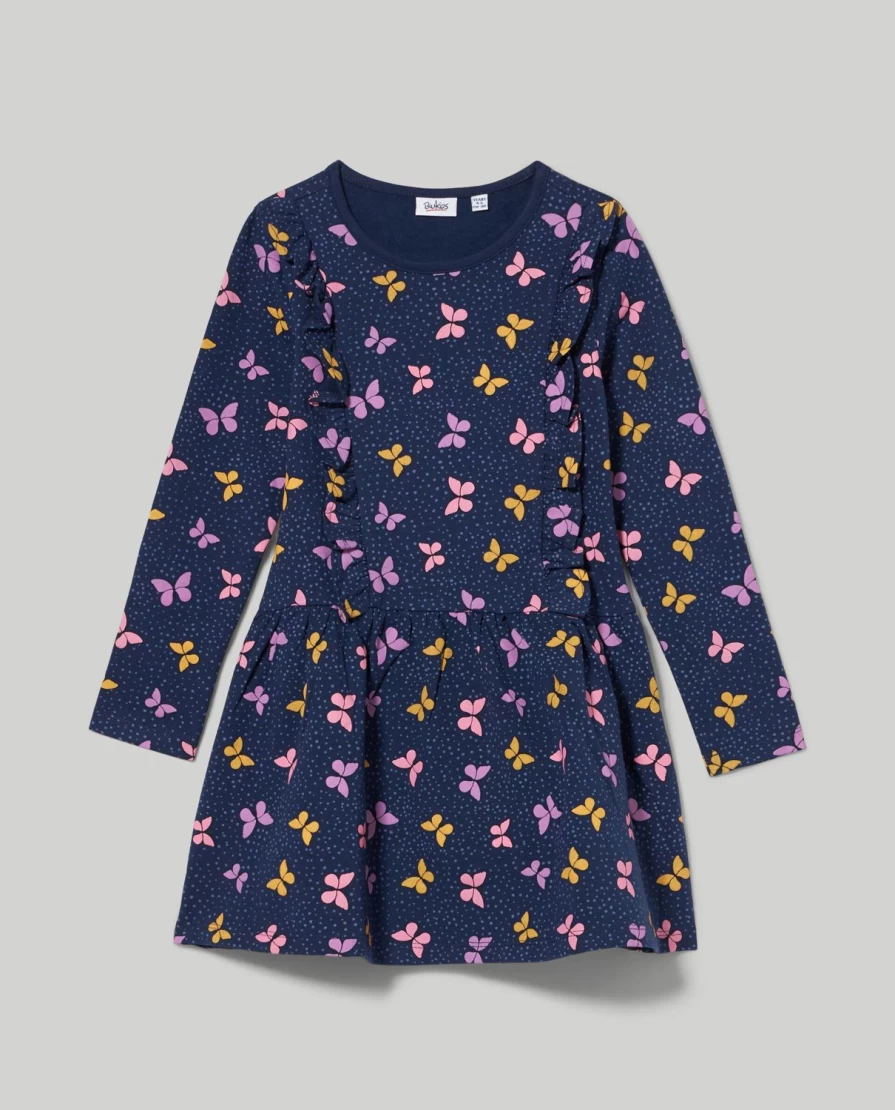 Blukids Girls' Stretch Fleece Dress - Soft & Comfortable Kids' Winter Dress