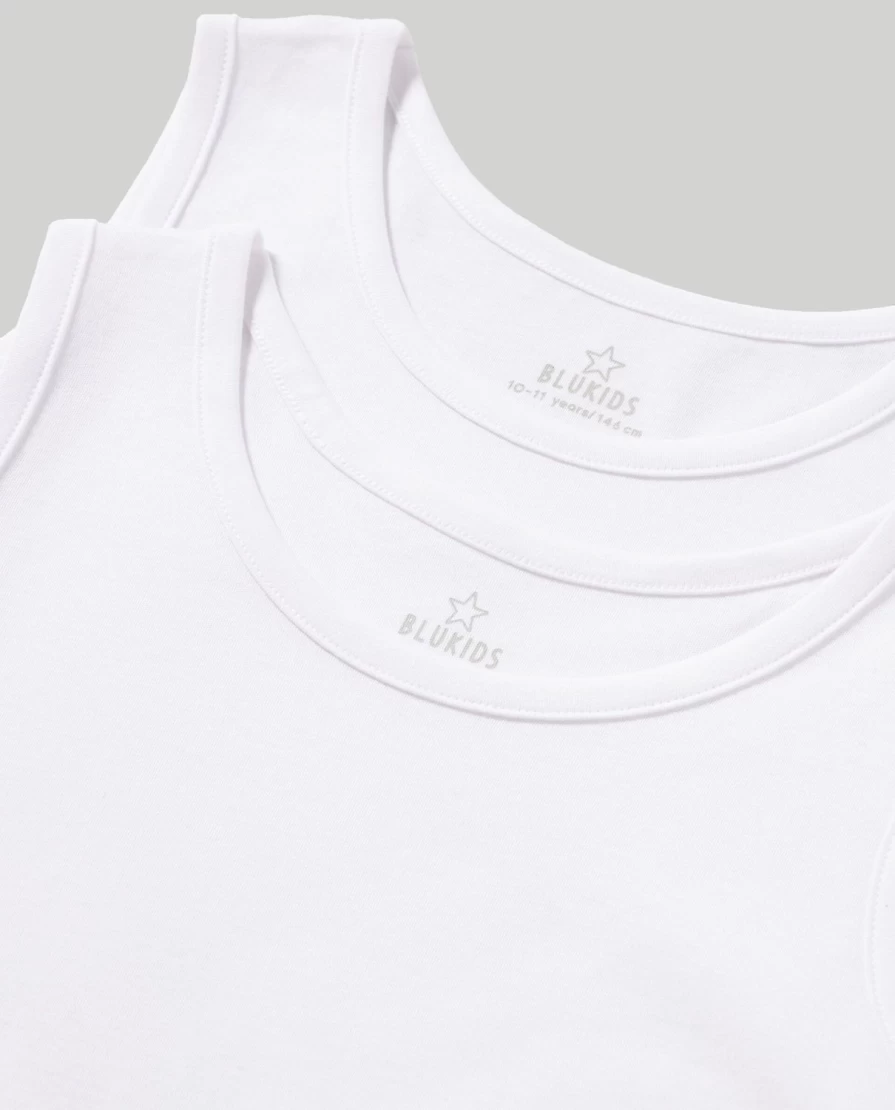 Blukids Youth Pack of 2 Pure Cotton Boys Tank Tops - Soft & Breathable Summer Wear