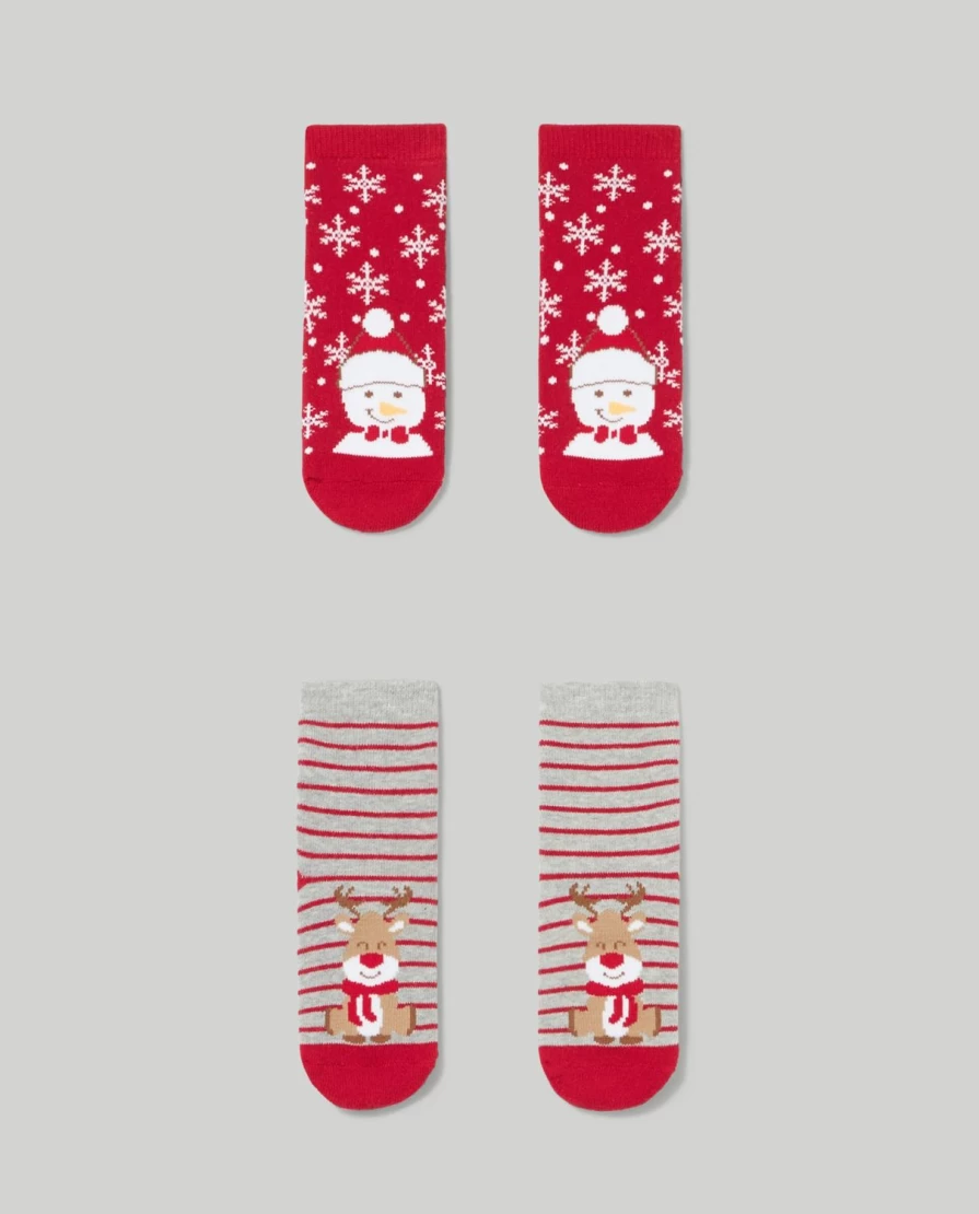 Blukids Pack Of 2 Non-Slip Christmas Socks For Babies - Festive Holiday Gift