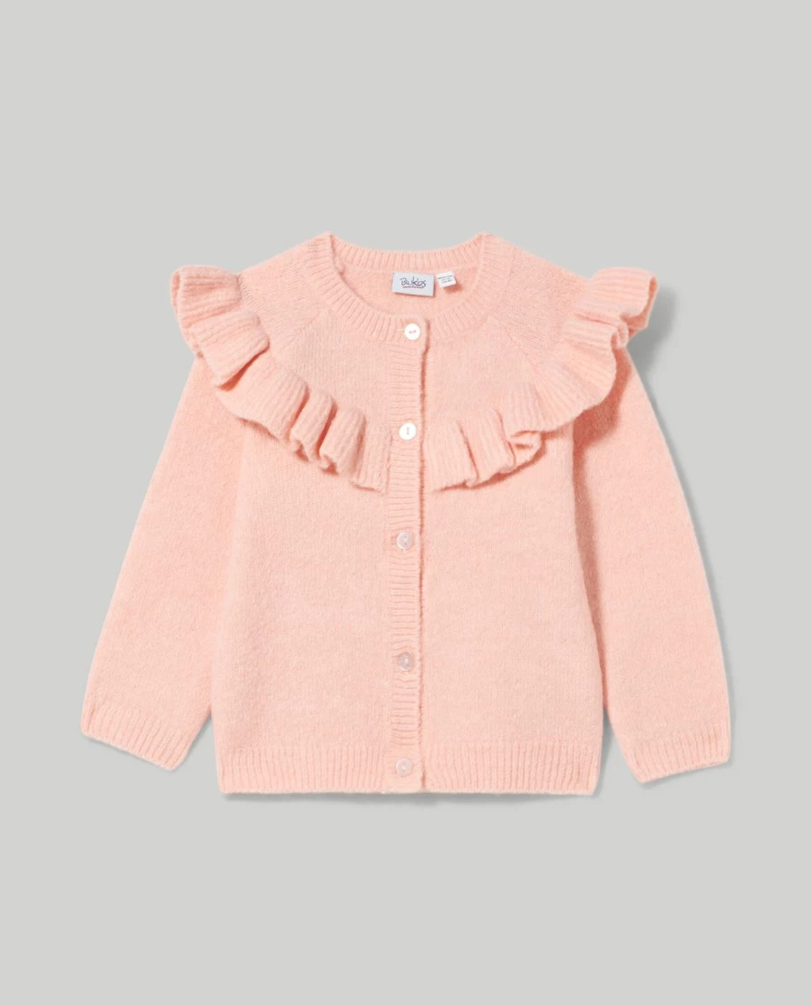 Blukids Newborn Baby Girls Ruffled Cardigan - Soft & Stylish Knit Sweater