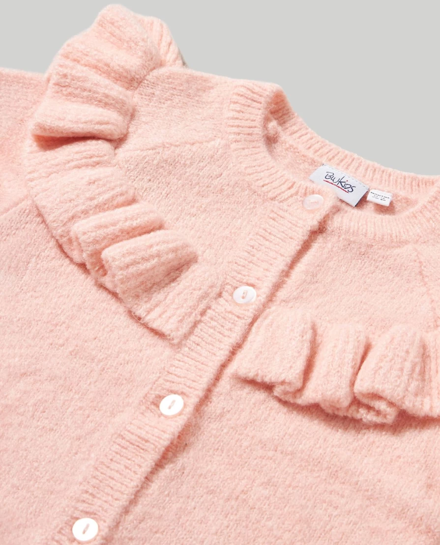Blukids Newborn Baby Girls Ruffled Cardigan - Soft & Stylish Knit Sweater