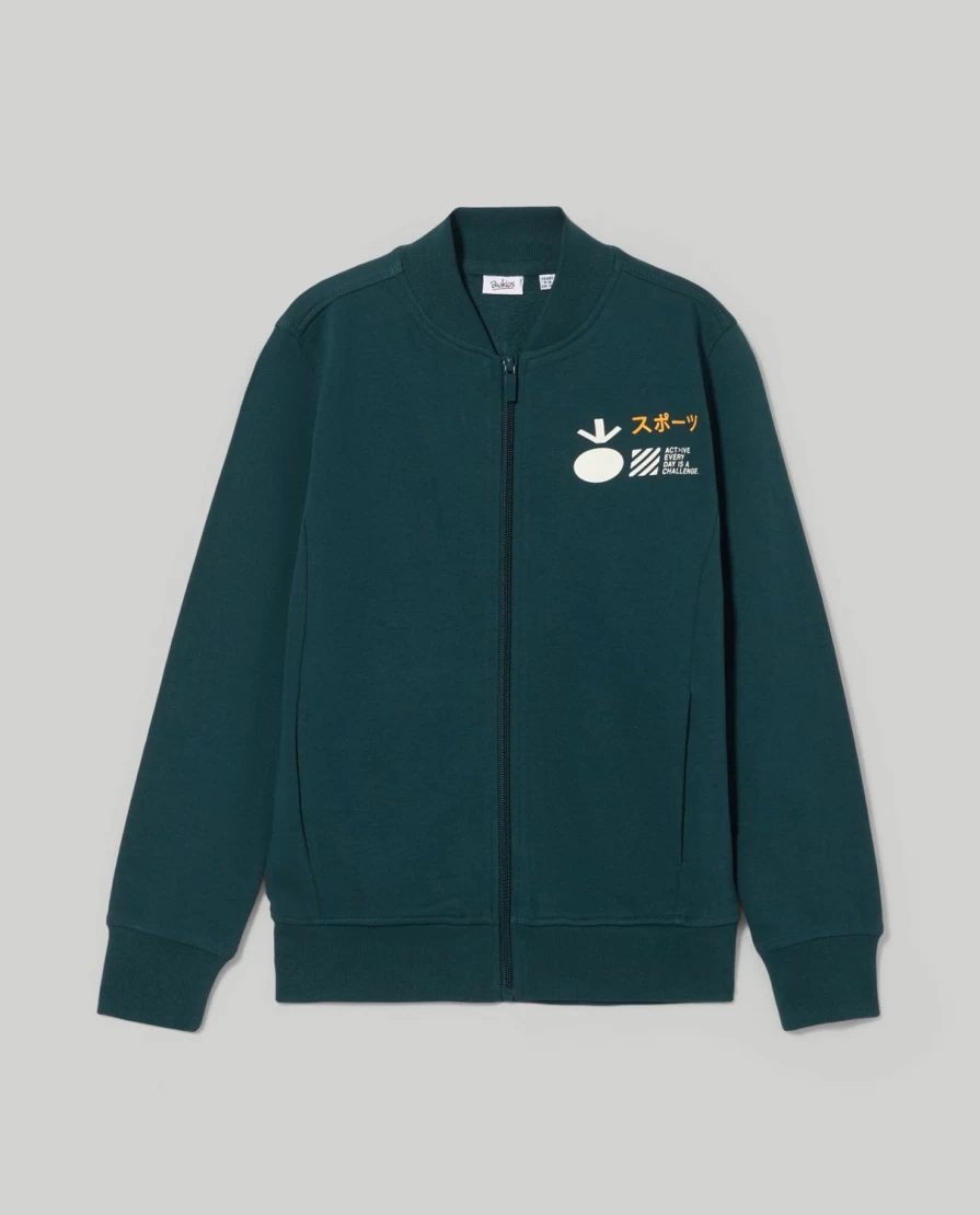 "Blukids Youth Pure Cotton Full Zip Sweatshirt for Boys – Comfortable & Stylish"