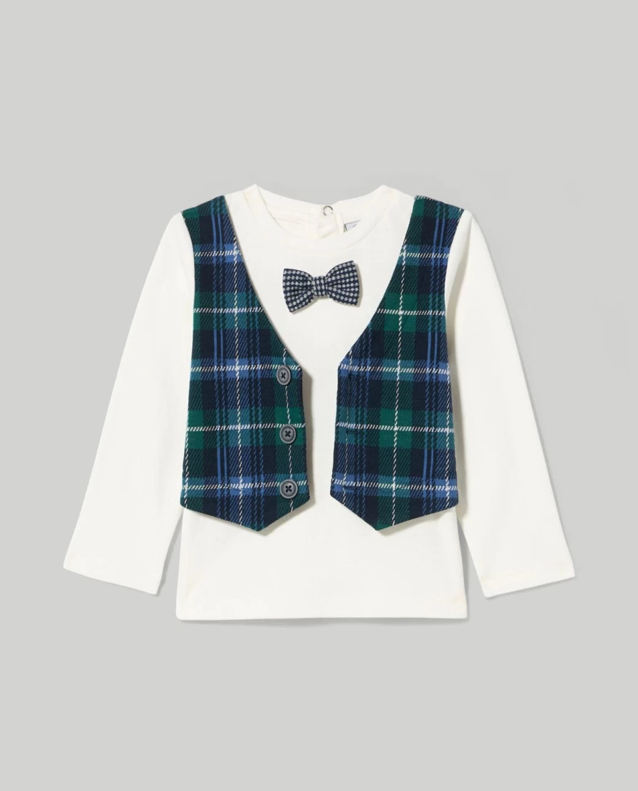 "Blukids Newborn Baby Boy Outfit - Stylish T-Shirt with Vest and Bow Tie Set"