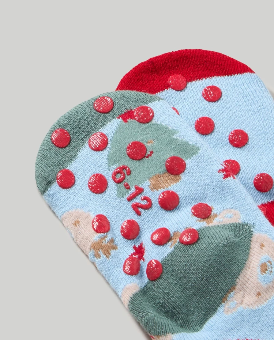 Blukids Non-Slip Holiday Socks for Babies - Festive Christmas Grip Socks for Infants
