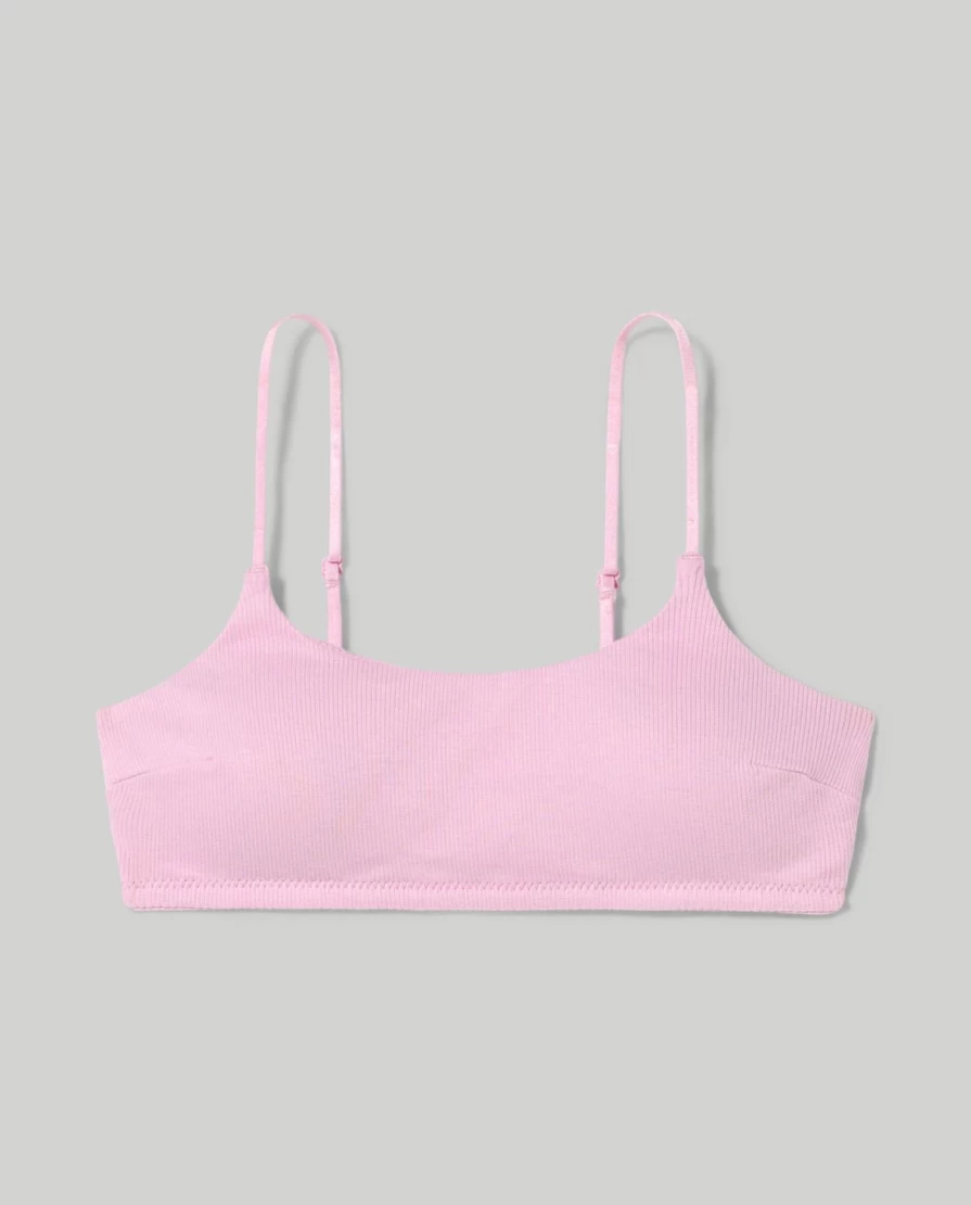 Blukids Youth Lightly Padded Ribbed Bra for Girls - Comfortable Stretchy Sports Bralette