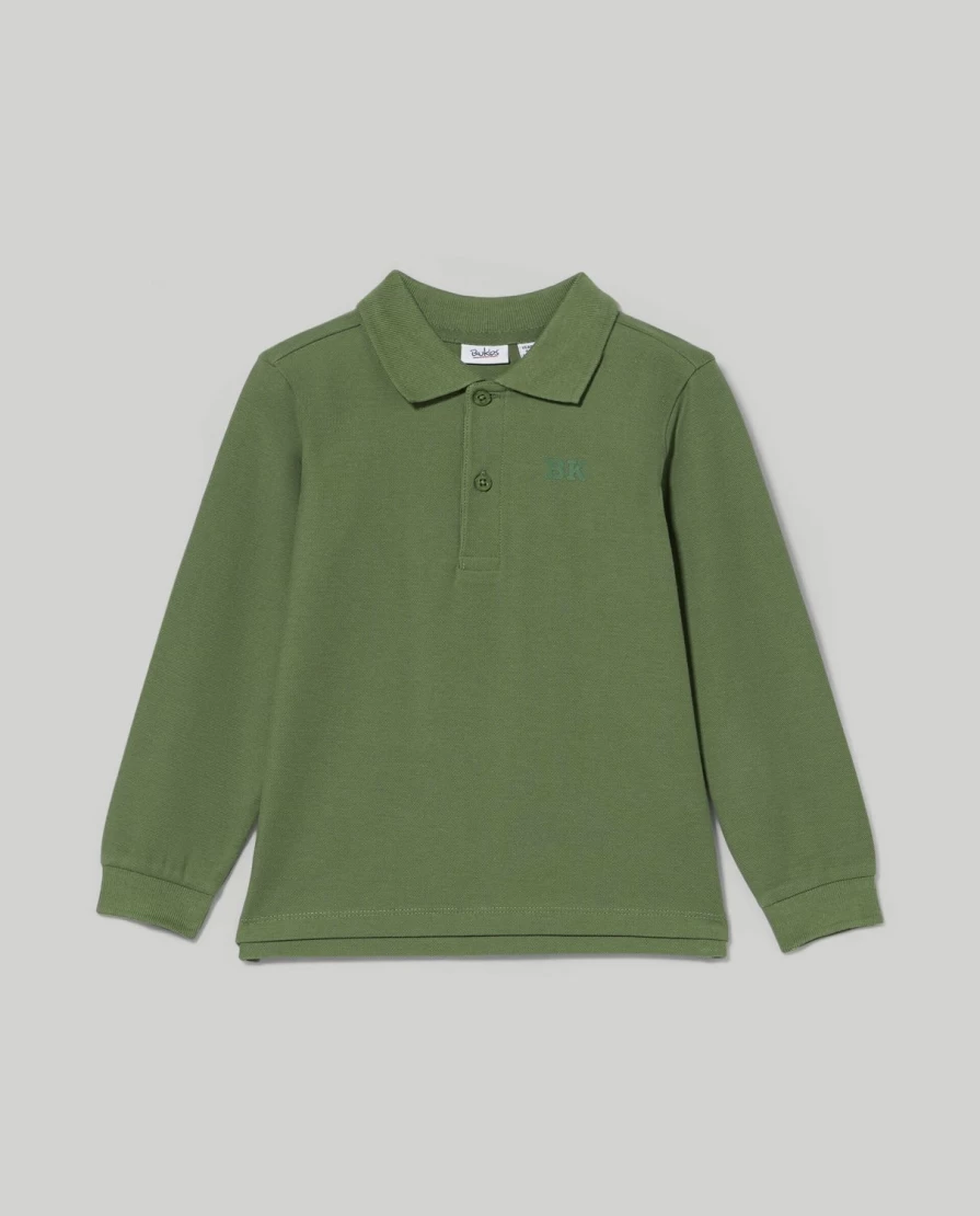 Blukids Kids' Pure Cotton Long-Sleeve Pique Polo Shirt for Boys and Girls