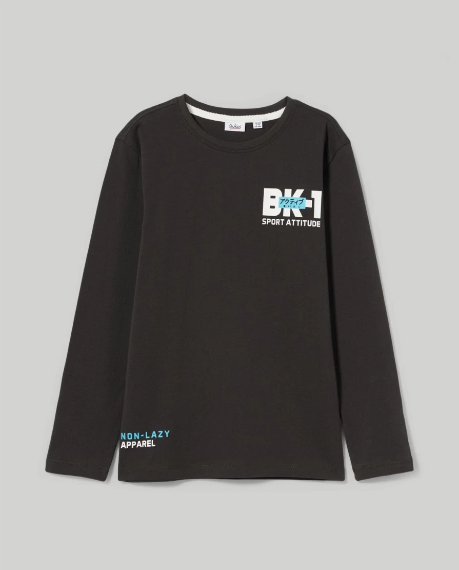 "Blukids Youth Long-Sleeve 100% Cotton T-Shirt for Boys – Soft & Comfortable"