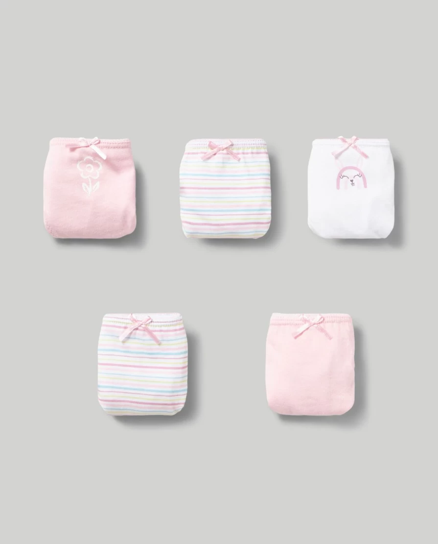 "Blukids Newborn Girls' 5-Pack Pure Cotton Briefs – Soft & Comfortable Baby Underwear"