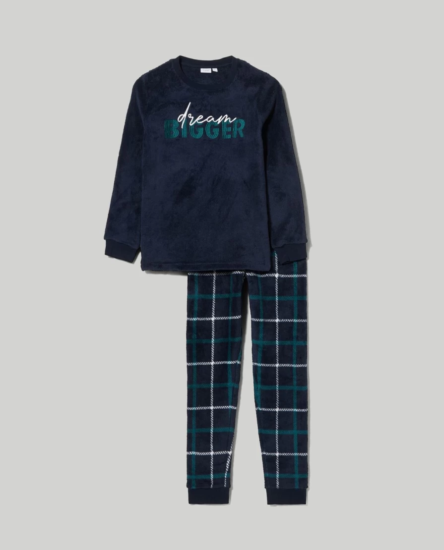 Blukids Youth Boys' Coral Fleece Pajama Set - Mini Me Long Sleeve Sleepwear