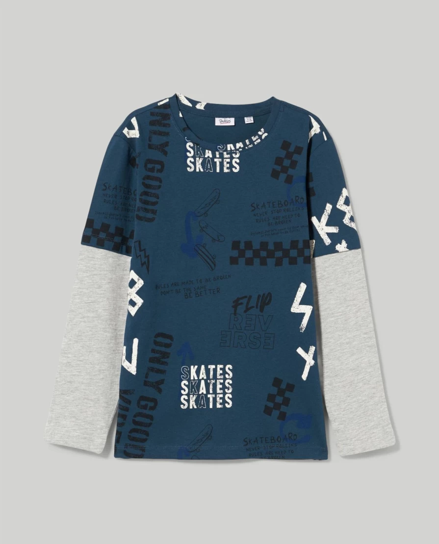 "Blukids Youth Long-Sleeve 100% Cotton T-Shirt for Boys – Soft & Comfortable"