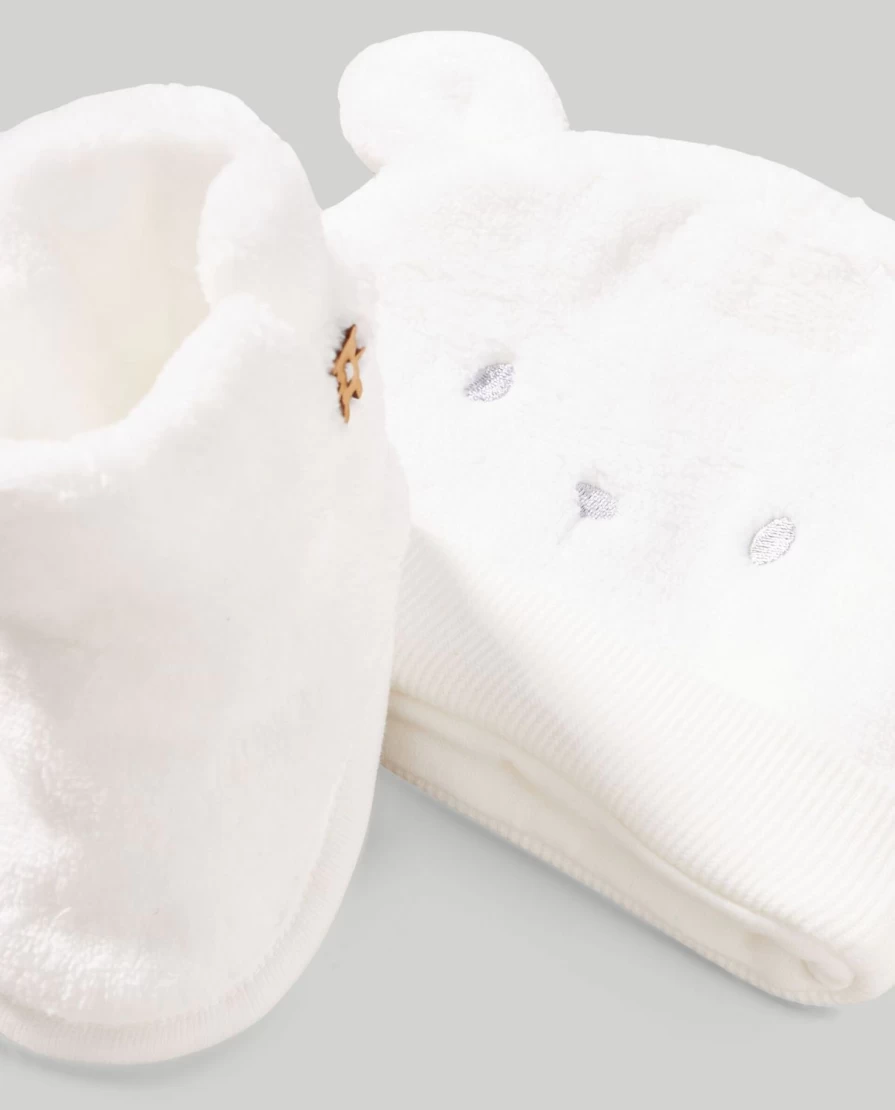 "Blukids Newborn Faux Fur Hat and Booties Set – Soft Winter Baby Accessories for Boys & Girls"