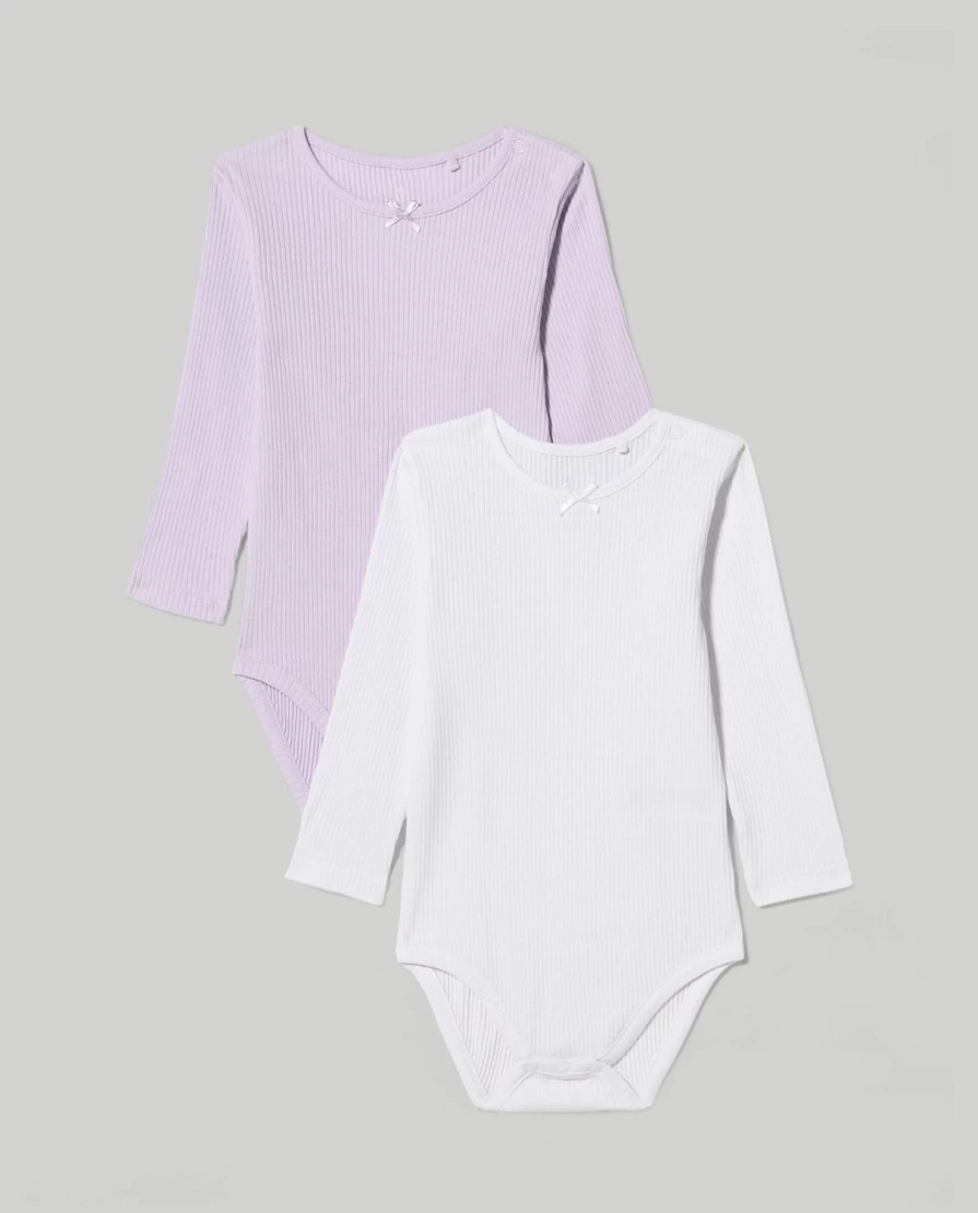 Blukids Baby Girl Cotton Rib Bodysuit - Pack of 2 Soft Newborn Bodysuits for Birth