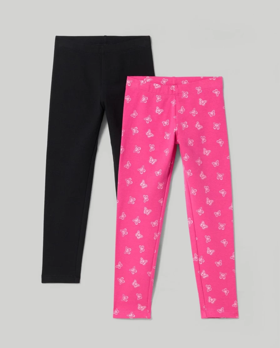 Blukids Girls' Stretch Brushed Fleece Leggings - Pack of 2, Soft & Warm Kids' Winter Leggings