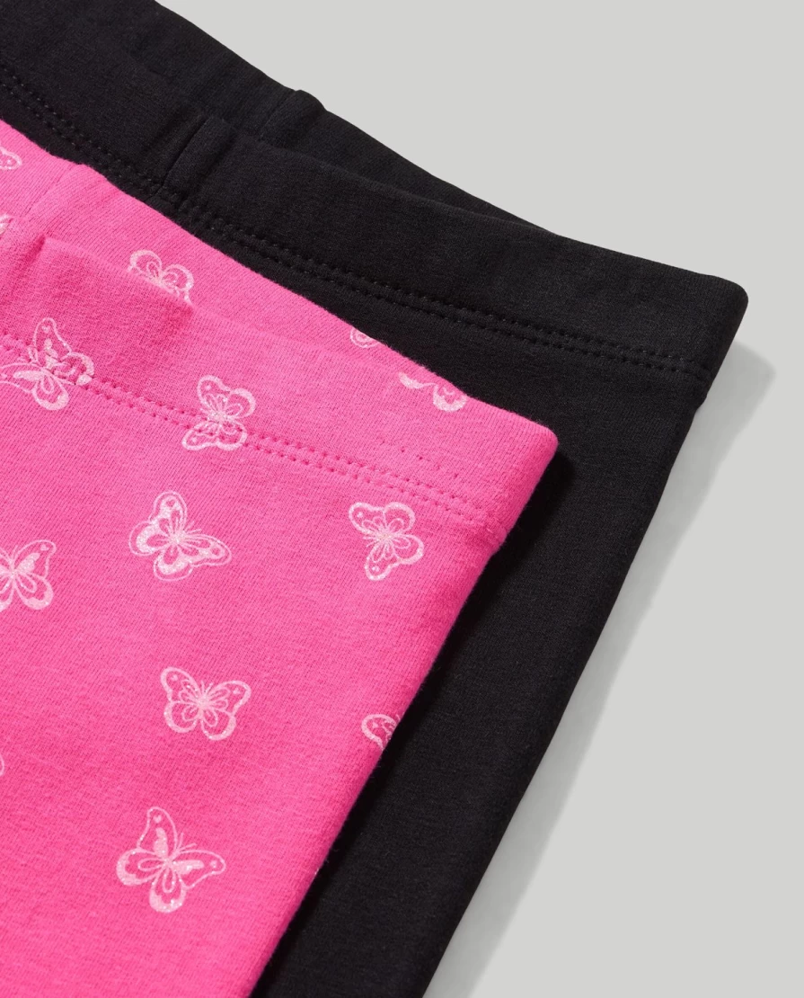 Blukids Girls' Stretch Brushed Fleece Leggings - Pack of 2, Soft & Warm Kids' Winter Leggings