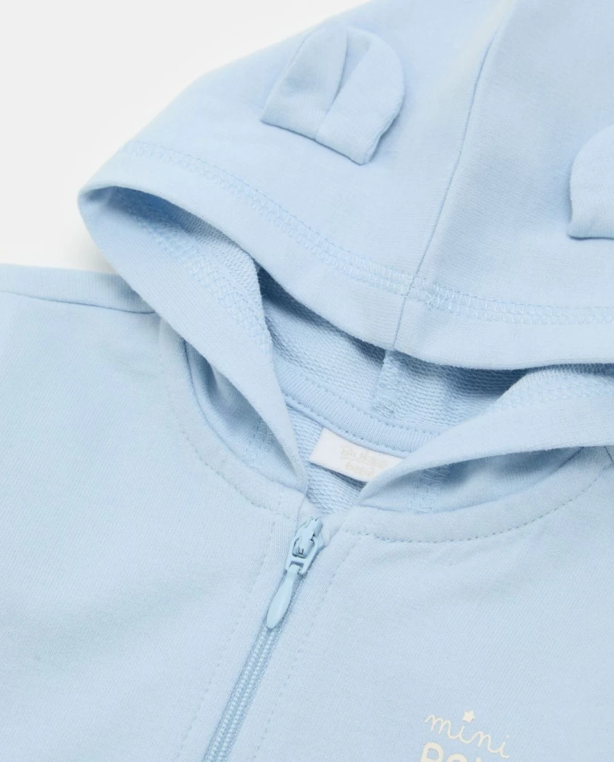 Blukids Newborn Zip-Up Hooded Sweatshirt - 100% Pure Cotton Baby Unisex Pullover