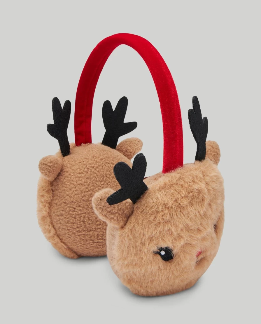 "Blukids Reindeer Earmuffs for Kids - Soft Faux Fur Winter Headband for Children"