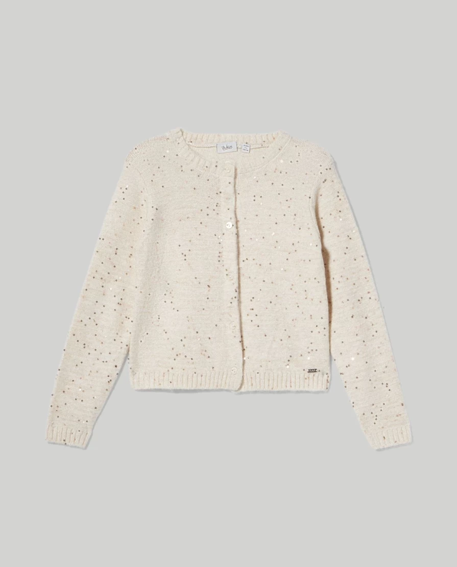 Blukids Girls' Sparkling Sequins Cardigan for Children - Stylish & Comfortable Knitwear