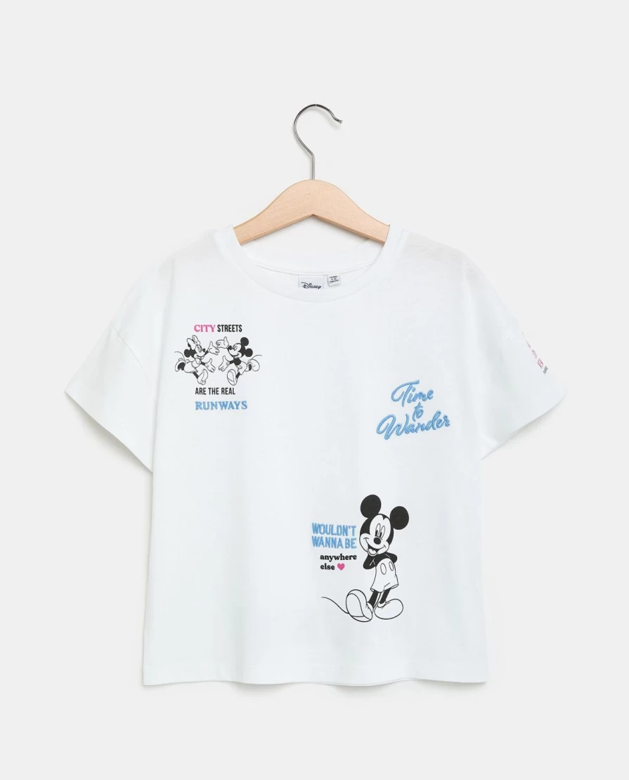 "Blukids Youth Mickey and Minnie Mouse Printed Pure Cotton T-Shirt for Girls"