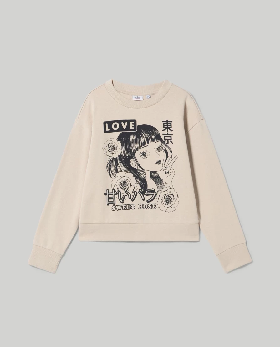 "Blukids Youth Pure Brushed Cotton Crewneck Sweatshirt for Girls"