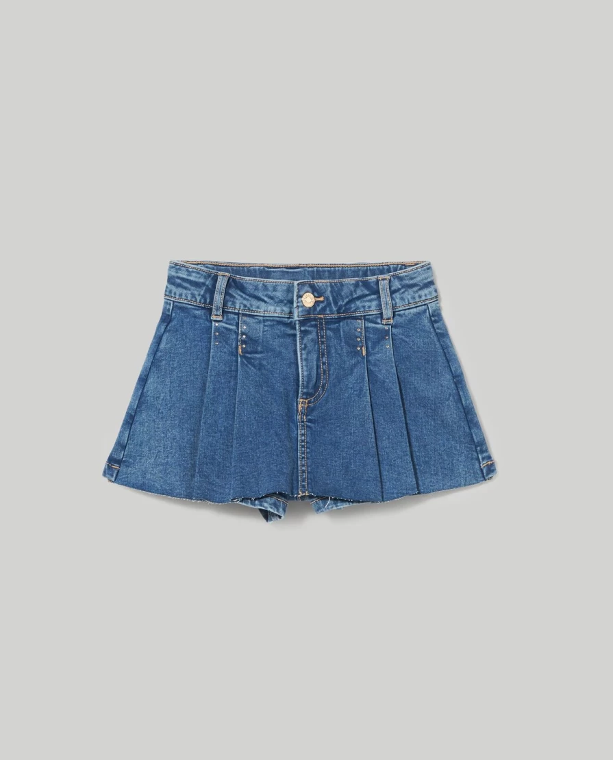"Blukids Girls' Stretchy Cotton Denim Skirt – Comfortable & Stylish Children's Wear"