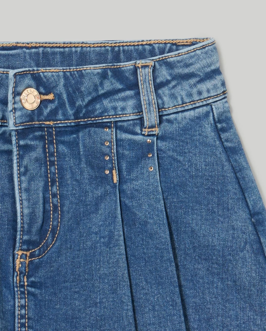 "Blukids Girls' Stretchy Cotton Denim Skirt – Comfortable & Stylish Children's Wear"