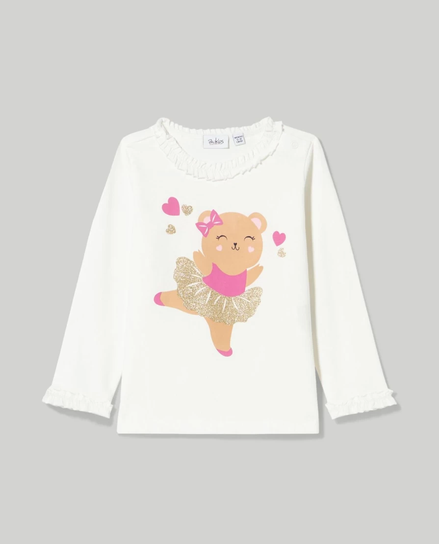 Blukids Newborn Baby Girl's Stretch Cotton T-Shirt with Ruffle Details - Soft & Comfortable