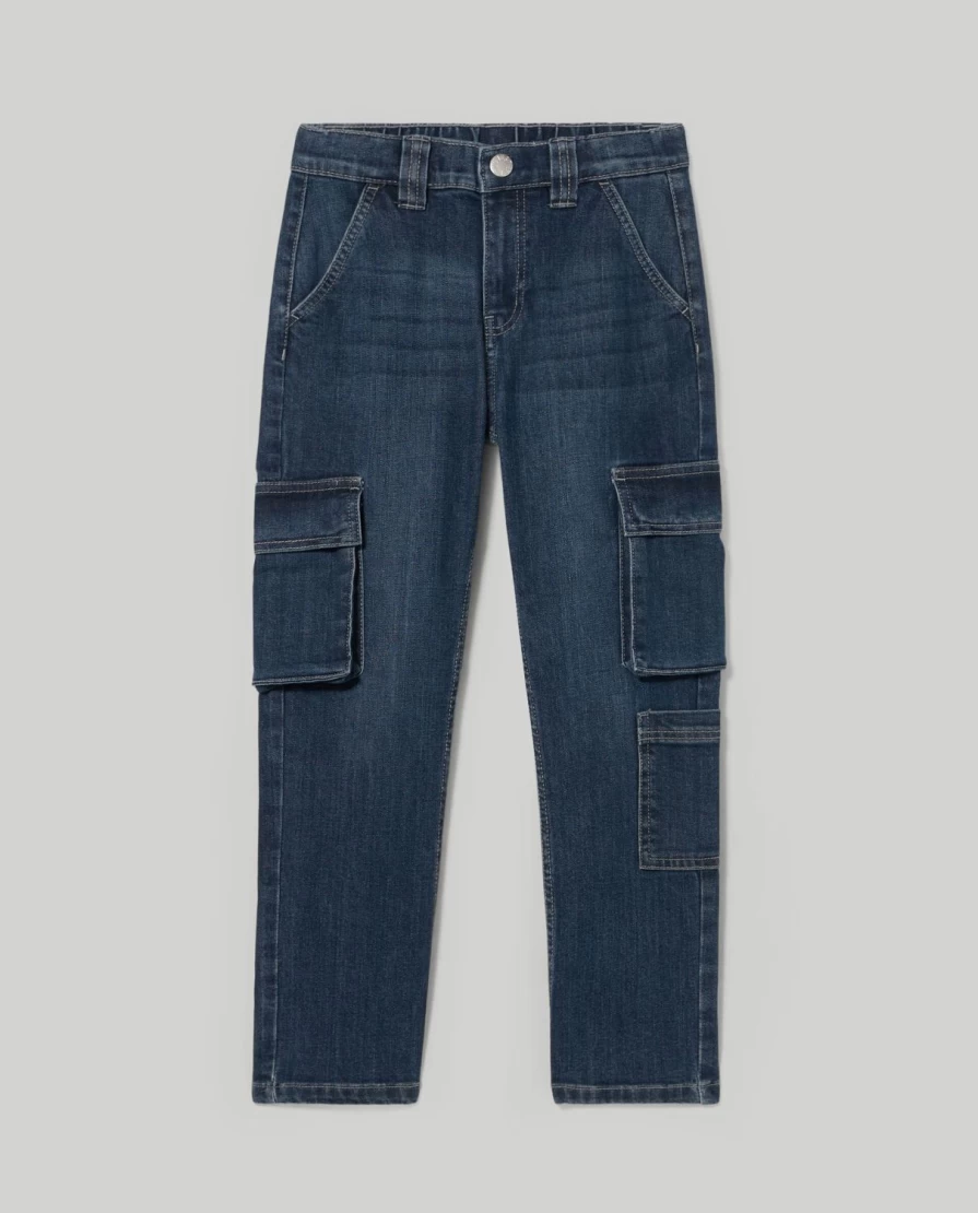 Blukids Youth Stretch Denim Cargo Pants for Boys