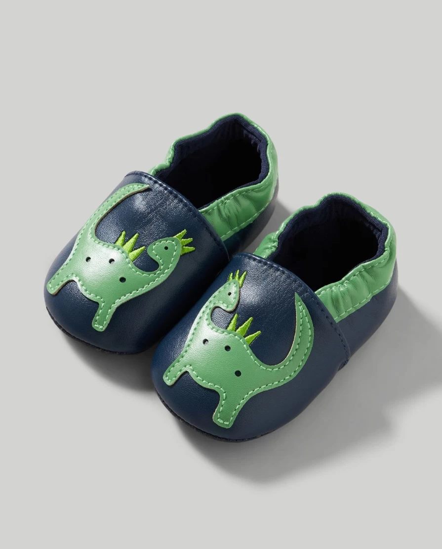 Blukids Newborn Faux Leather Baby Shoes With Decorative Appliques