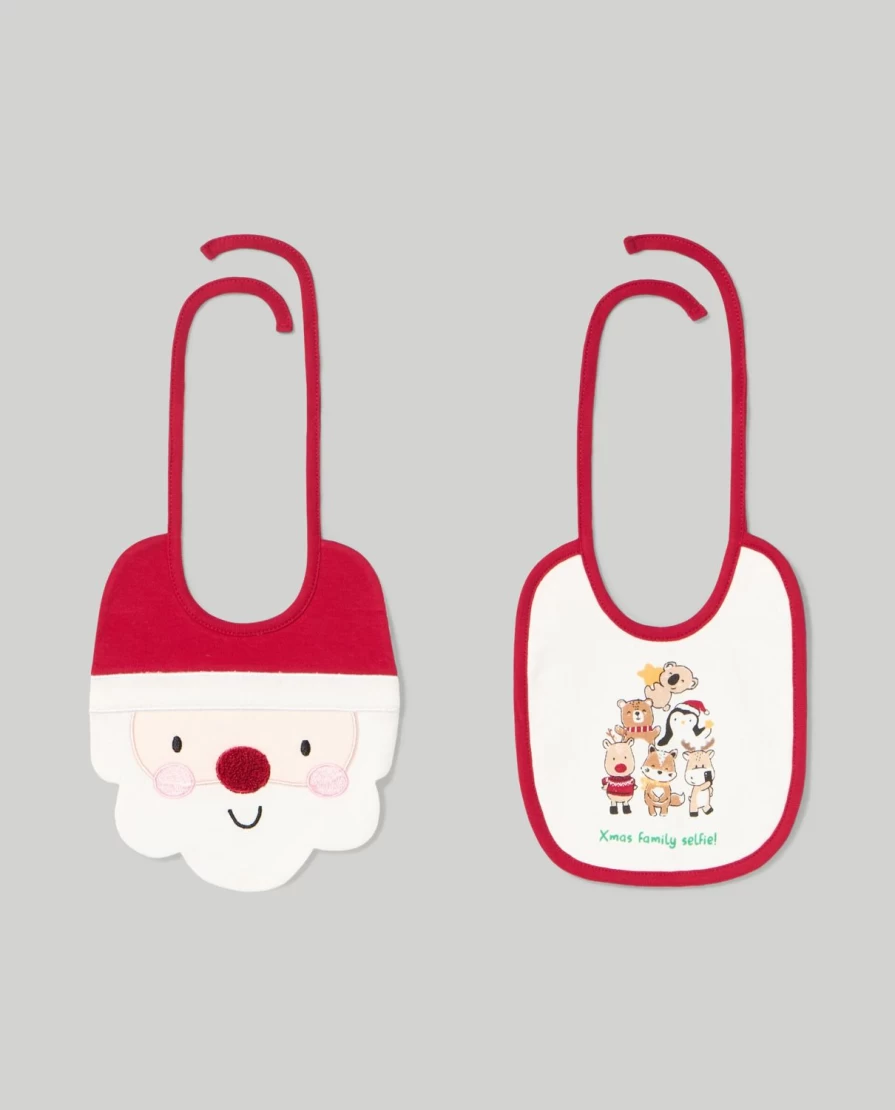 "Blukids Pack Of 2 Adorable Christmas Baby Bibs For Boys & Girls"