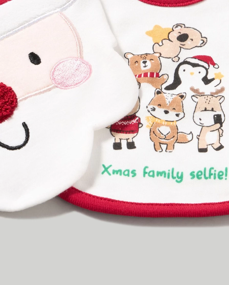 "Blukids Pack Of 2 Adorable Christmas Baby Bibs For Boys & Girls"